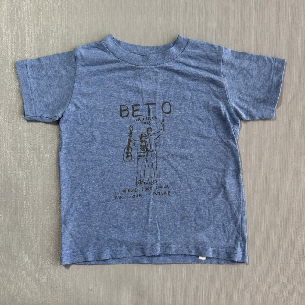 American Apparel Blue Beto Kids Size 4 T-Shirt O'Rourke Willie Nelson Political
